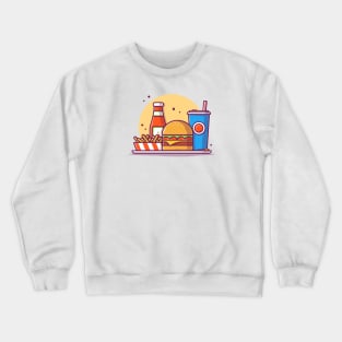 Burger With French Fries And Soda Cartoon Vector Icon Illustration Crewneck Sweatshirt